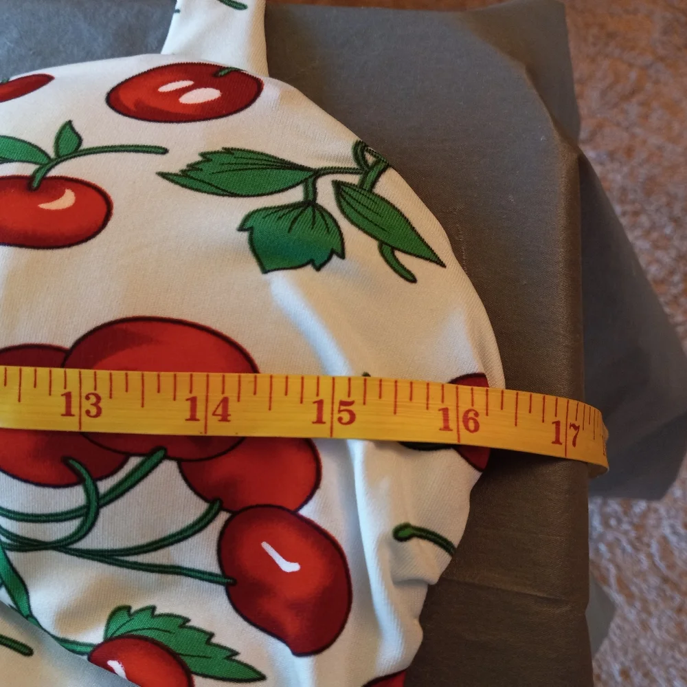 Retro Cherry Print 1-PC Bathing Suit Rockabilly 50s Pin Up Girl - Picture 9 of 13